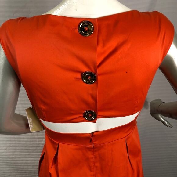 Michael Michael Kors Dress Cut Out Back Orange 12 NWT - Picture 7 of 13